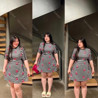 Đầm gấu sọc rút eo