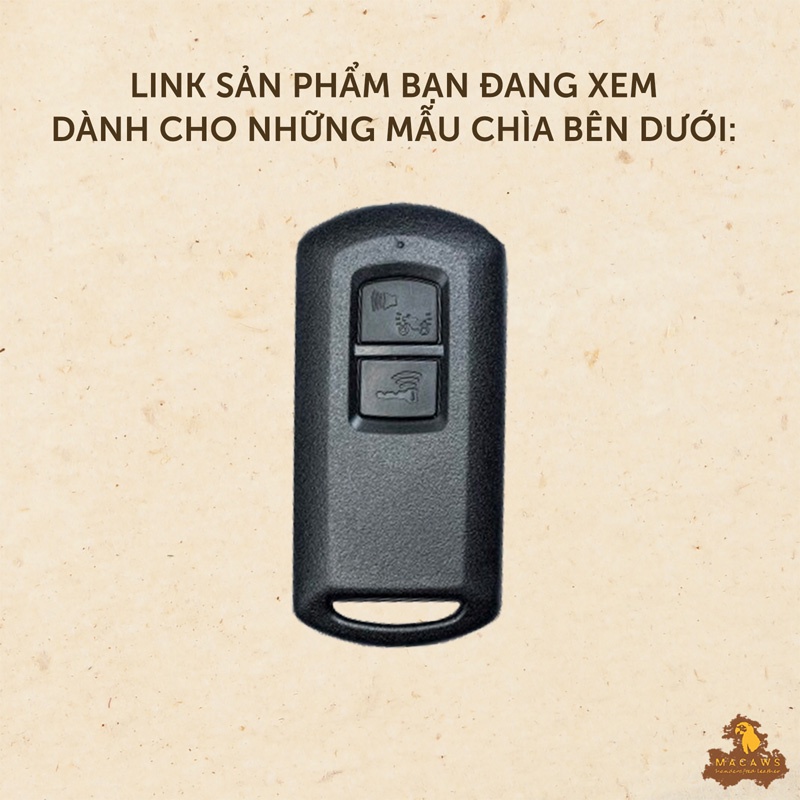 Bao da chìa khoá xe máy Honda Airblade Lead Winner ... 2 nút Macaws - da bò thật Buttero Ý, may tay thủ công