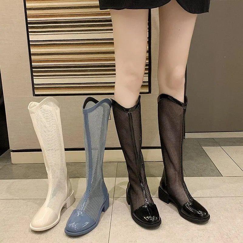 Giày Bốt Martin Bằng Da Mềm Phối Lưới Thoáng Khí Thời Trang Mùa Hè 2022