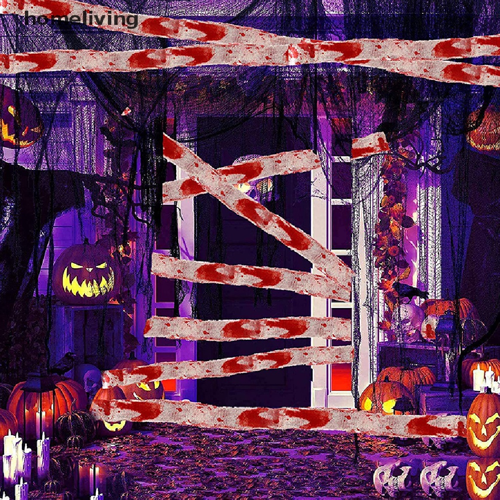 Rèm Cửa Sổ Bằng Vải Gạc Họa Tiết Máu Đáng Sợ Trang Trí Halloween