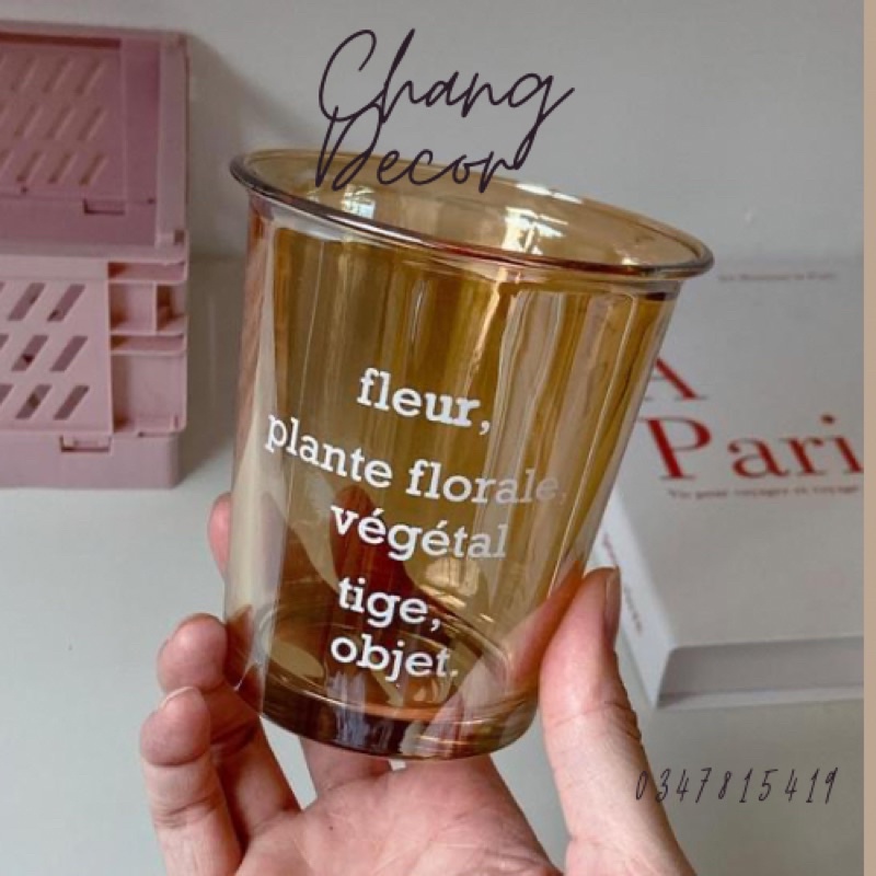 Ly, cốc thủy tinh in chữ phong cách Hàn Quốc