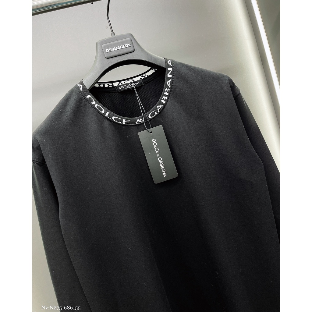 Áo Nỉ Dài Tay Nam D&G Phối Họa Tiết Chữ Viền Cổ . Áo Nỉ Thu Đông Nam Nữ D&G Chất Nỉ Da Cá Mềm Mịn - MINH TÂY STORE
