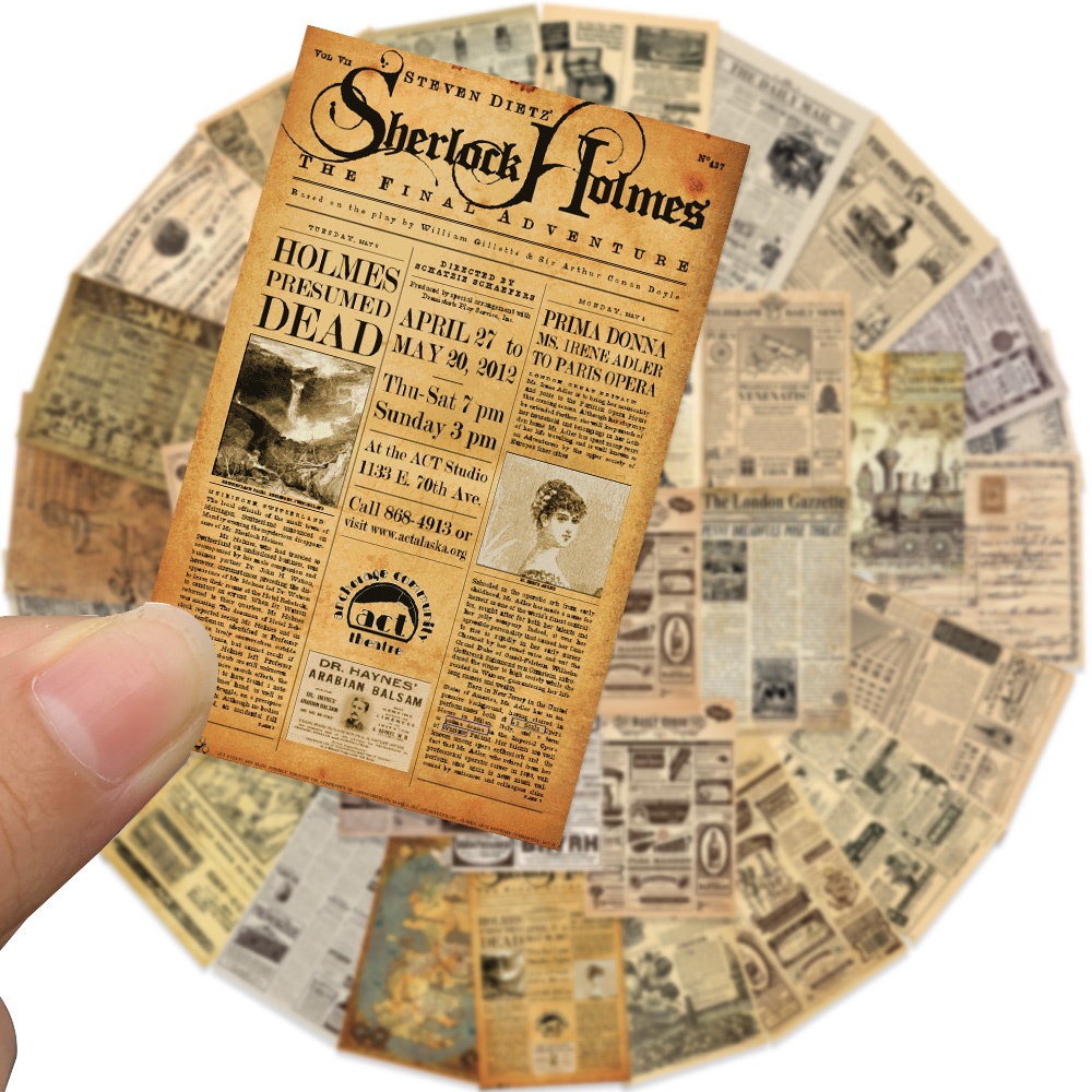 Bộ 35 Miếng Dán Trang Trí Nhật Ký Hình Tờ Báo Kiểu Vintage Sáng Tạo DIY