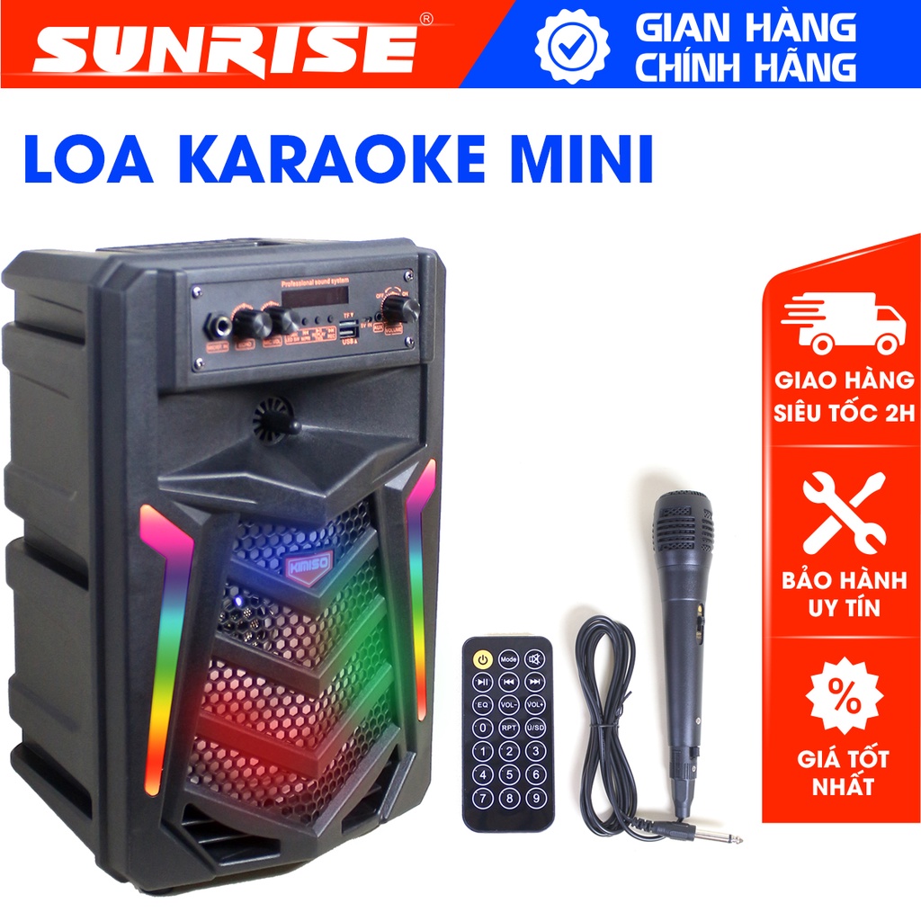 Loa karaoke blutooth chính hãng Kimíso, loa kẹo kéo tặng kèm 01 mic có dây hát nhẹ cho ra âm thanh trong trẻo