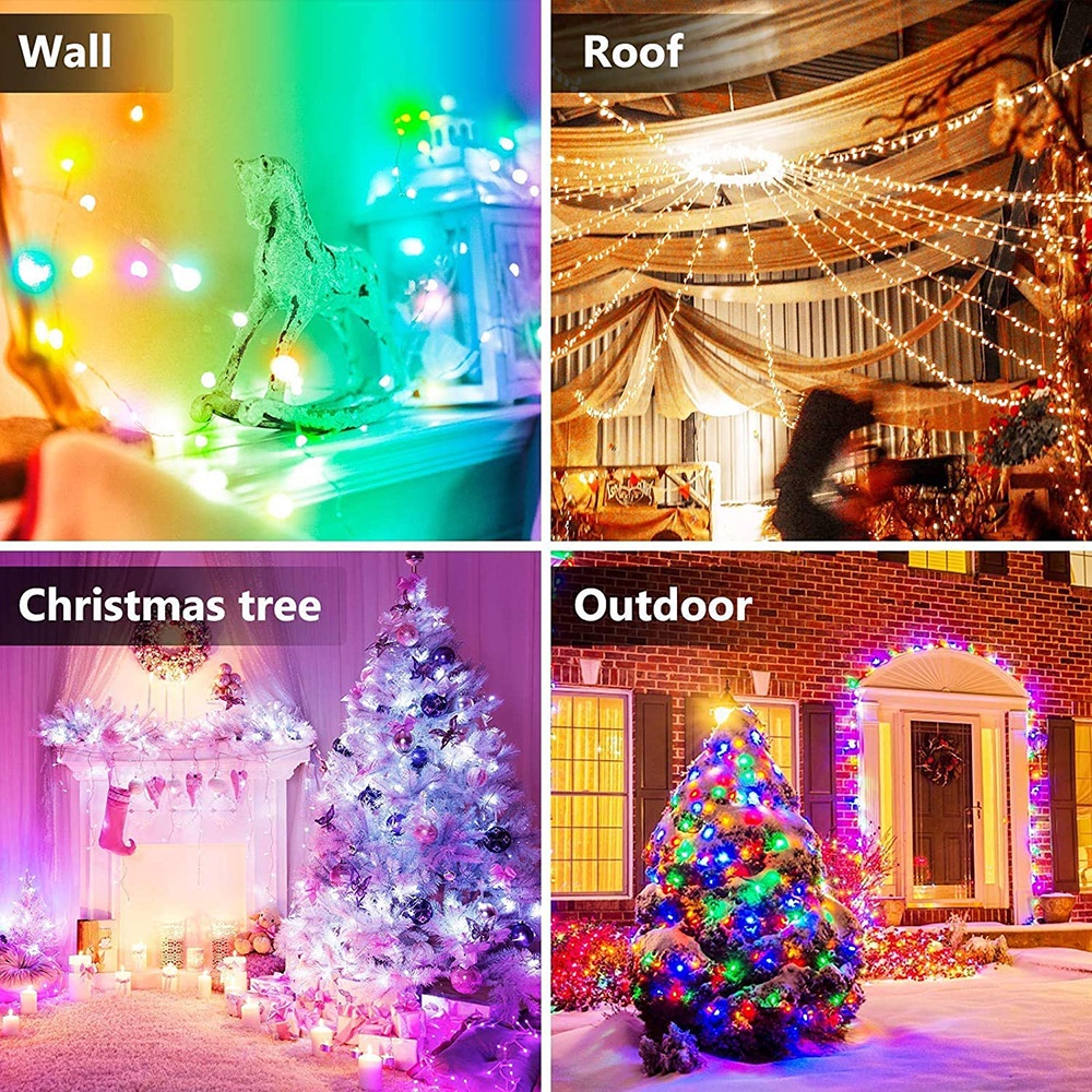 Trang trí tiệc gia đình Đèn dây LED Trang trí nhà sáng tạo Dây đèn cây thông Noel Di động Dây đèn LED RGB Đèn Giáng sinh thông minh Trang trí Giáng sinh Veel