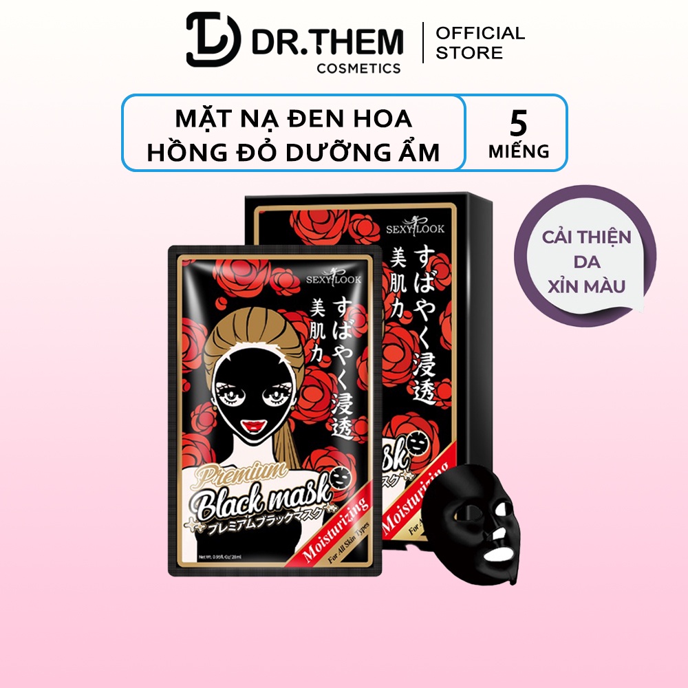 Mặt Nạ Đen SEXYLOOK Hoa Hồng Đỏ Dưỡng Ẩm Ngăn Ngừa Nếp Nhăn (5 Miếng/ Hộp) - Intensive Moisturizing Black Facial Mask