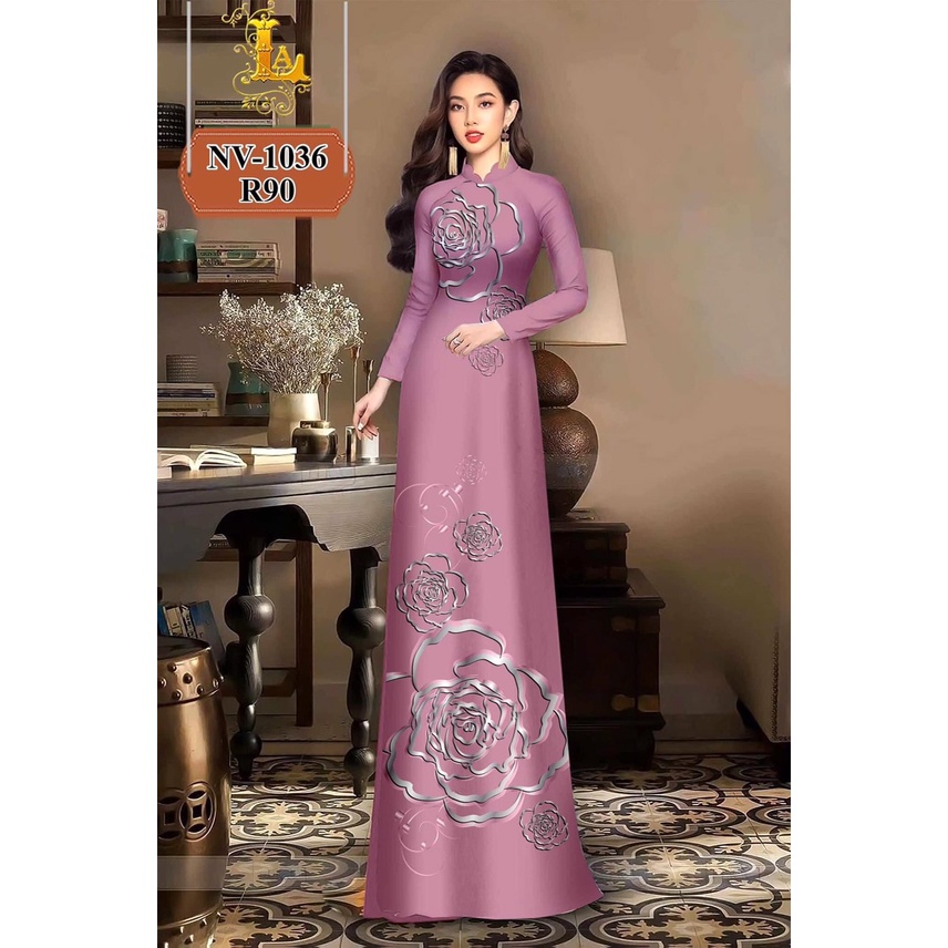 Vải may áo dài in 3d cao cấp họa tiết lập thể cực sang che khuyết điểm tốt