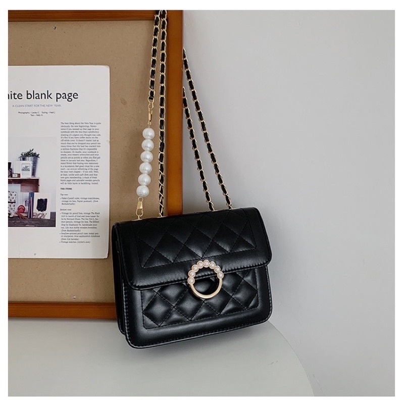 Túi đeo chéo đeo vai dây 6 hạt ngọc phong cách thời trang hàn quốc đi làm,đi chơi