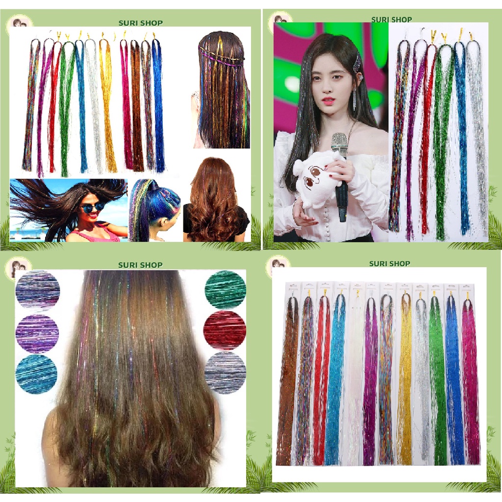 Tóc Kim Tuyến Set 120 Sợi Tóc Giả Dùng Để Trang Trí Cho Tóc.