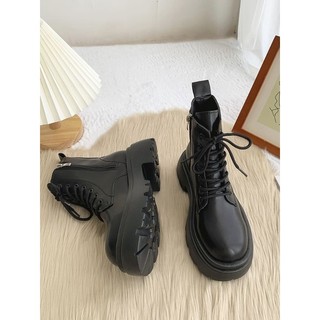 Giày Bốt Da Nữ Đế Độn Boots Cổ Lửng Phong Cách Hàn Quốc(M180)