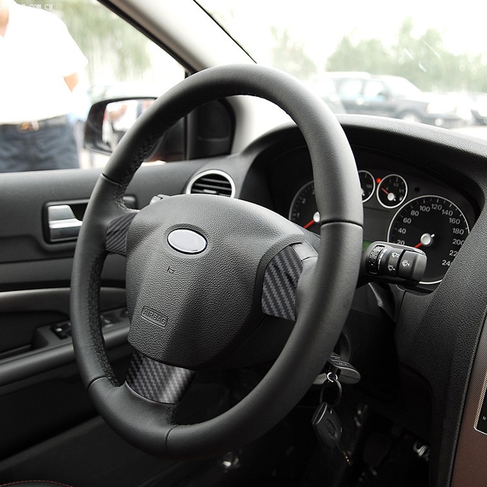 Bộ 3 Miếng Dán Trang Trí Bảng Điều Khiển Vô Lăng Xe Hơi Ford Focus 2 MK 2 2005-2011 Bằng Sợi Carbon