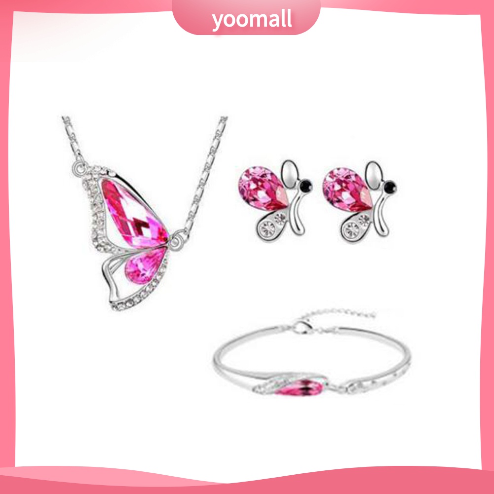 Bộ Trang Sức Hình Bướm Đính Đá Sang Trọng Cho Cô Dâu