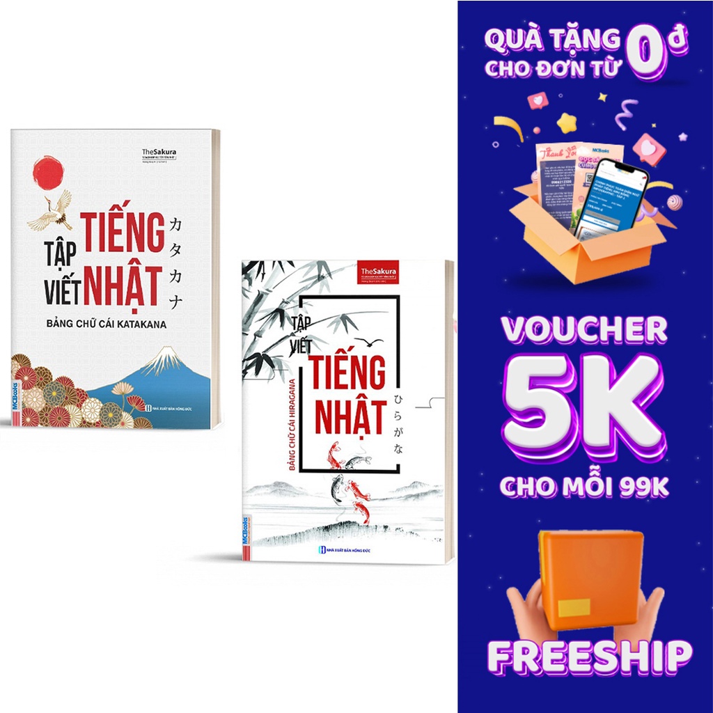 Sách - Combo Tập Viết Tiếng Nhật Bảng Chữ Cái Hiragana và Katakana