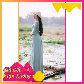 Áo dài chiffon 4 tà màu xanh đá (kèm quần 2 lớp)