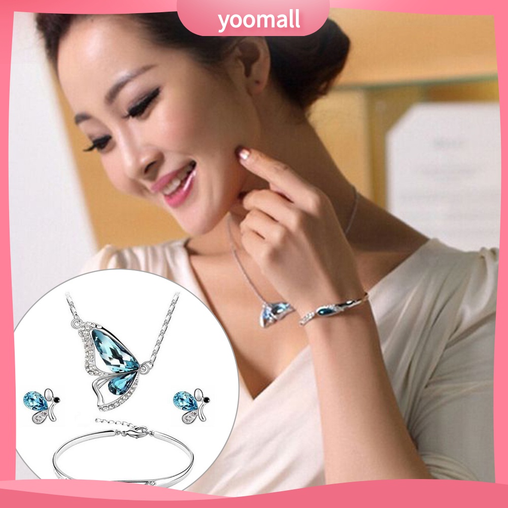 Bộ Trang Sức Hình Bướm Đính Đá Sang Trọng Cho Cô Dâu