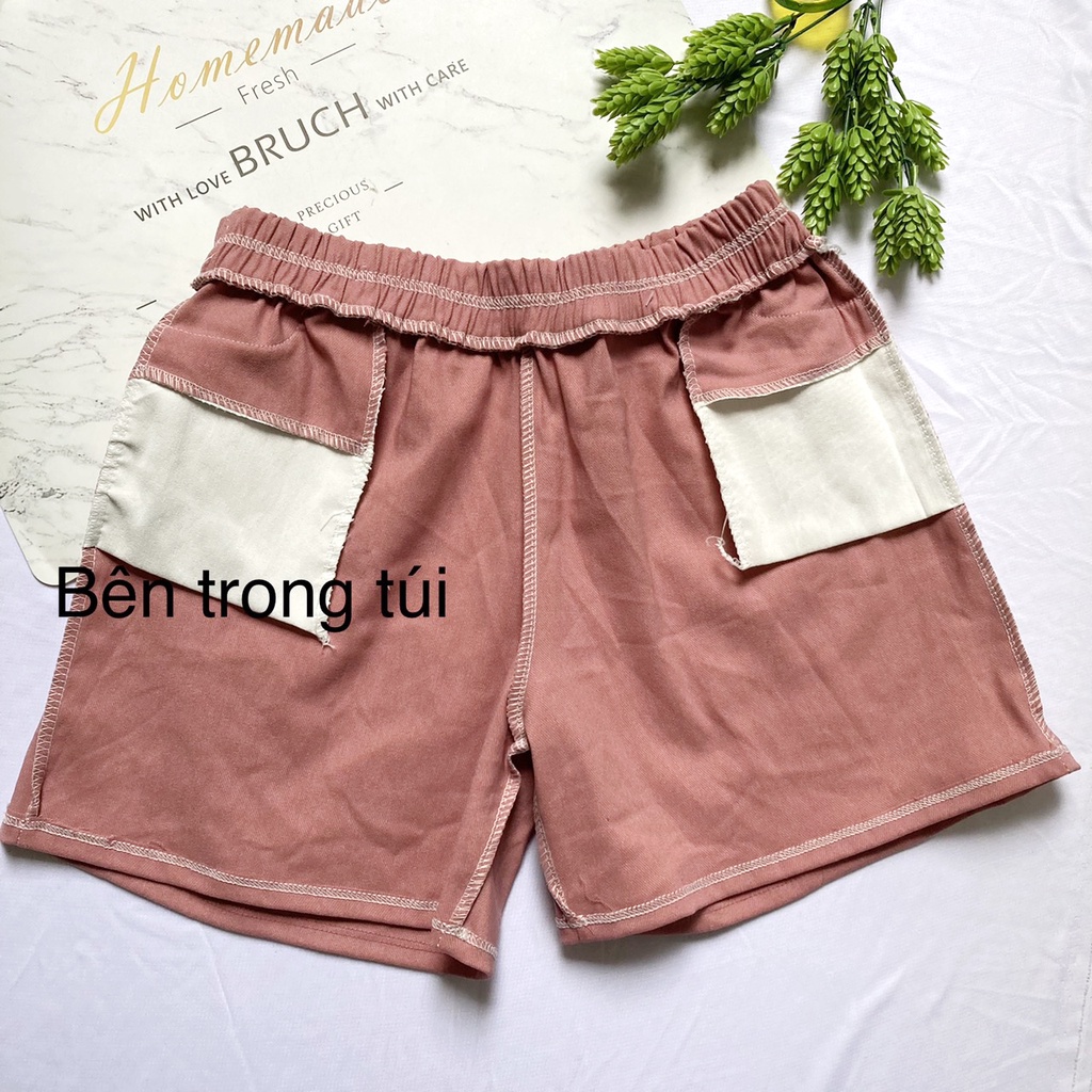 Quần đùi nữ freesize từ 45-50kg chất kaki mềm lưng Thun - QUAN2NUT