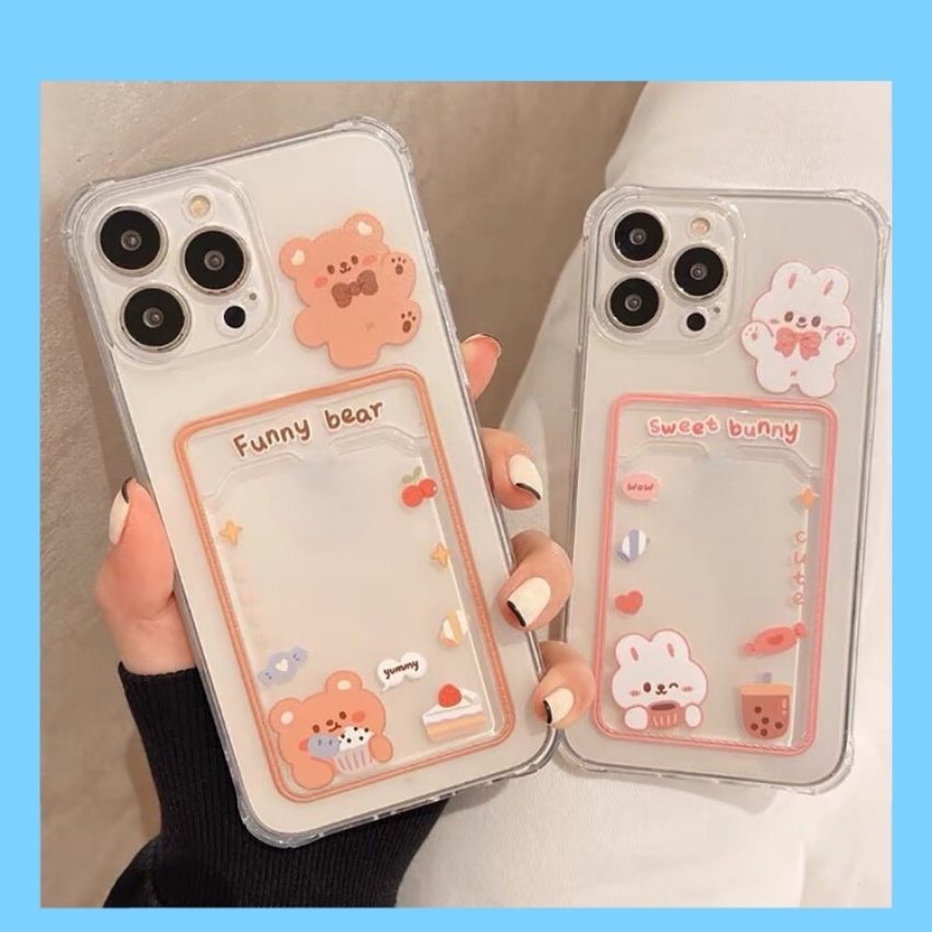 Ốp Điện Thoại Dẻo Trong Suốt Họa Tiết Hoạt Hình Gấu / Thỏ Dễ Thương Cho iPhone 14 13 12 11 Pro XS Max X XR 7 8 Plus