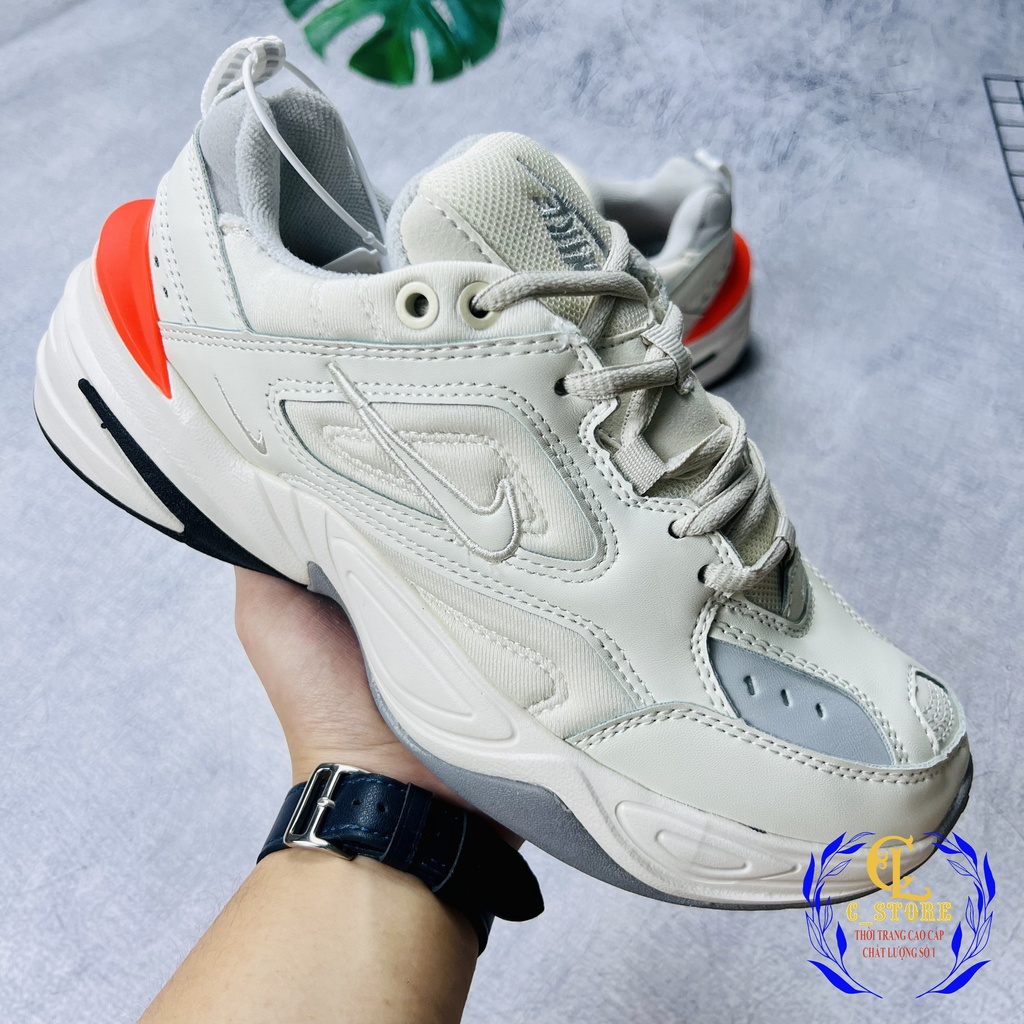 Giày Thể Thao Cổ Thấp Tăng Chiều Cao NI.KEE M2K Teknoo Phanntom Màu Trắng Gót Cam