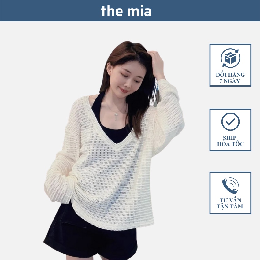 Set áo nữ lưới cổ V và áo yếm croptop, THE MIA Hàn Quốc ALV4002