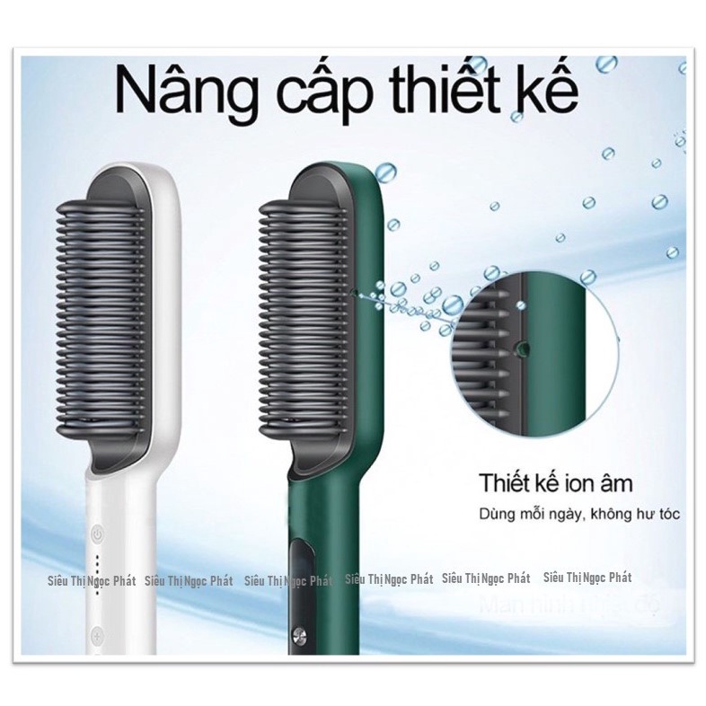 Lược Điện Chải Tóc - Uốn, Duỗi, Tạo Kiểu Tóc Chuyên Nghiệp - Làm Nóng Nhanh Với 6 Mức Nhiệt Bảo Vệ Tóc