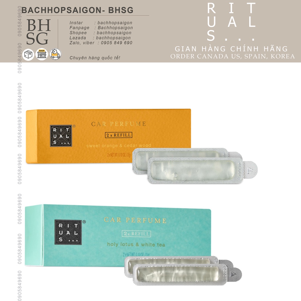 Refill Sáp thơm ô tô kẹp cửa gió rituals car perfumes - lõi nạp lại