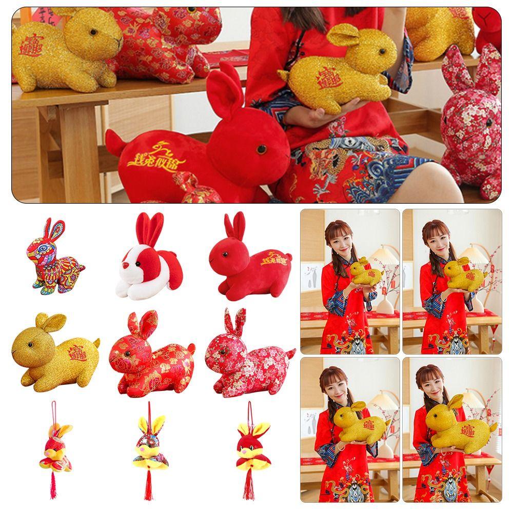 Thú Nhồi Bông Hình Thỏ Màu Cầu Vồng Xinh Xắn Cho Năm Mới