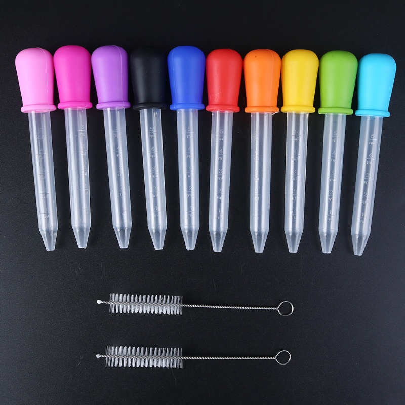 Bộ 10 Ống Nhỏ Giọt Và 2 Cọ Dùng Làm Khuôn Làm Kẹo Gummy Thủ Công