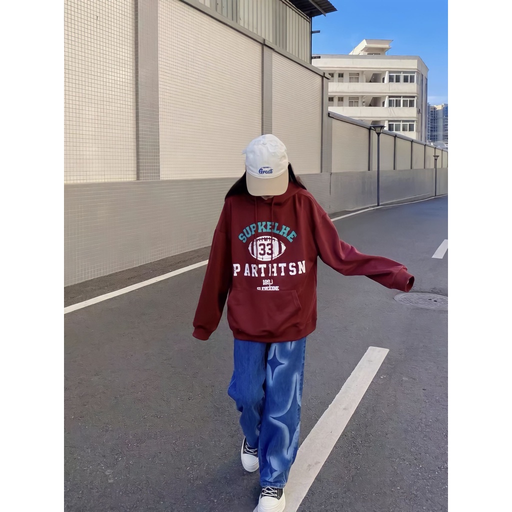 Áo hoodie nỉ unisex 33 dáng rộng mũ trùm 2 màu