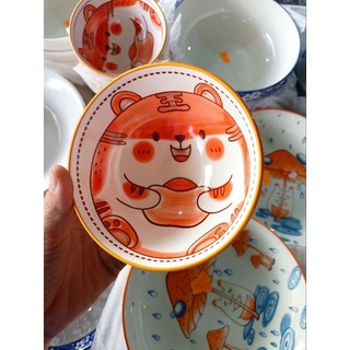 chén 3d mèo ú,bát gốm sứ in hình thú