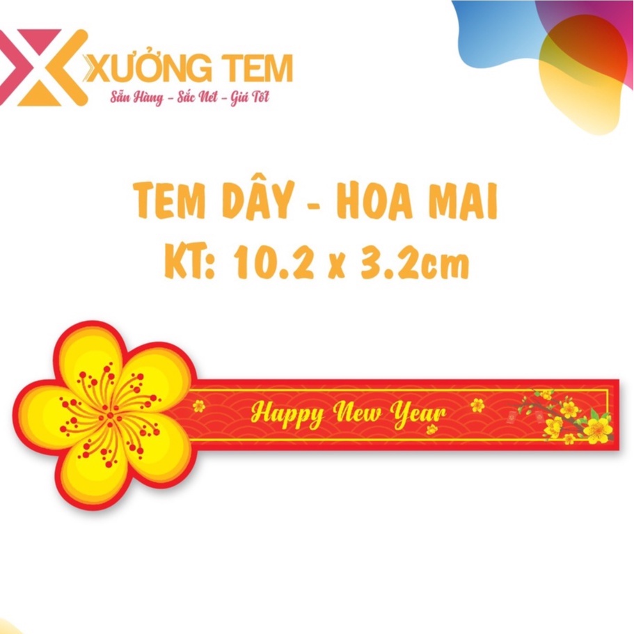 Tem Dán Hoa Mai, chúc mừng năm mới, tem dán tết 2023