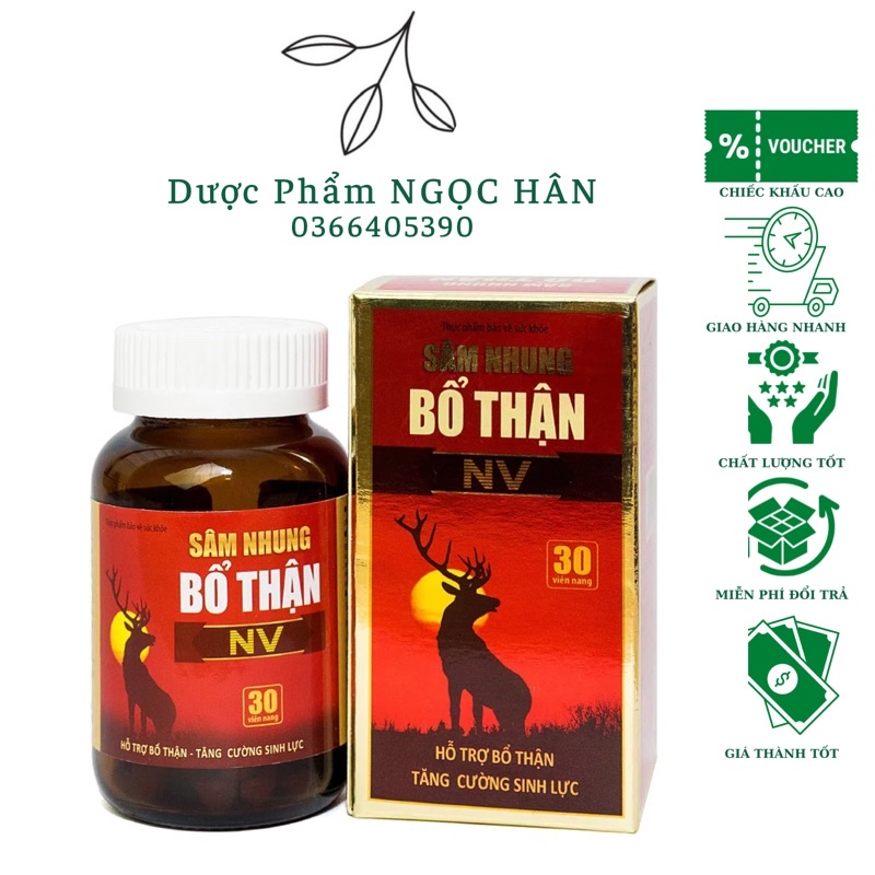 Sâm nhung bổ thận NV tăng cường sinh lý Bổ Thận Nam giảm xuất tinh sớm-Hộp 30 Viên