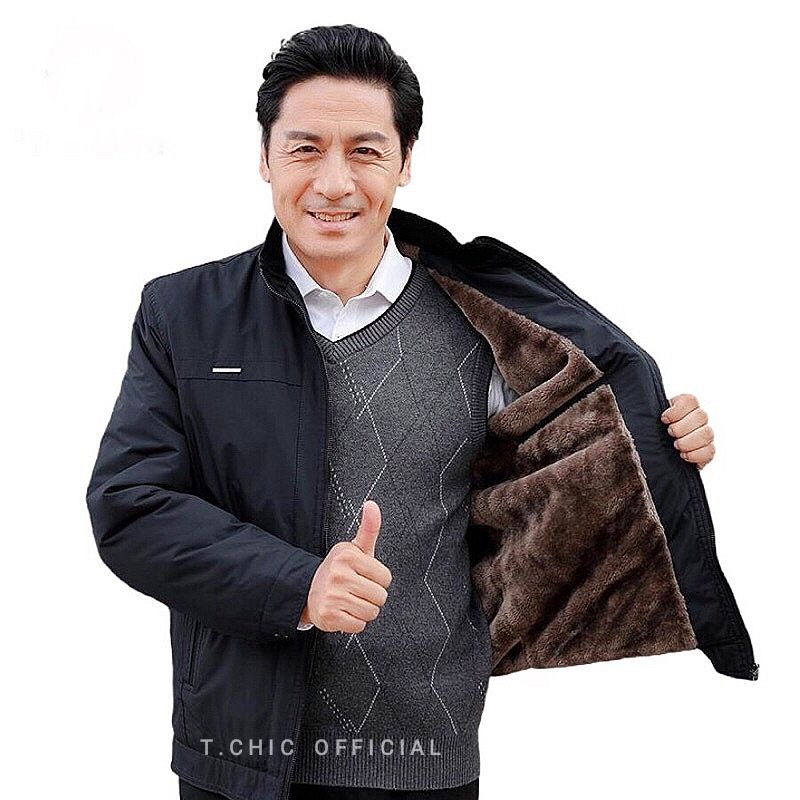 Áo khoác nam trung niên lót lông dày dặn siêu ấm cho bố cho ông áo phao mặc mùa đông đại hàn T.CHIC