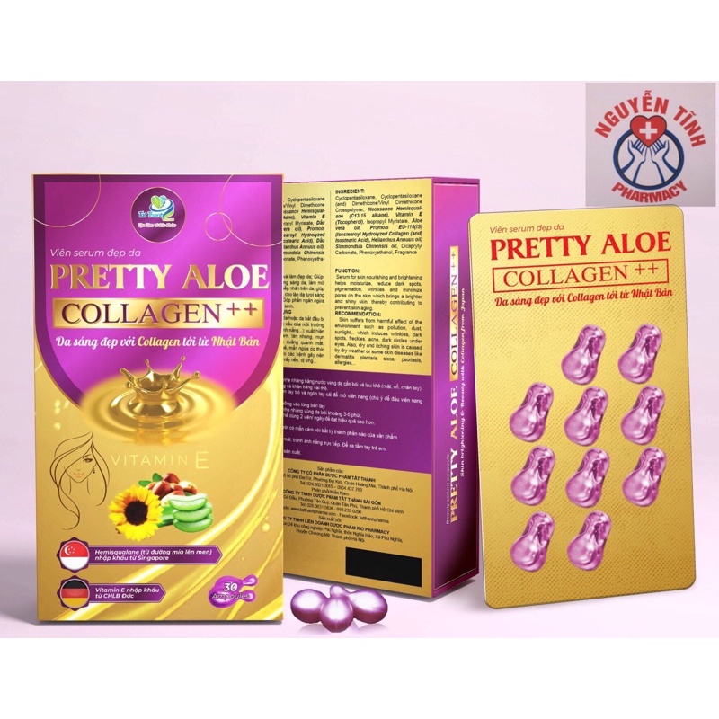 Pretty AloE viên bôi dưỡng da ngăn ngừa lão hóa hộp 30 viên
