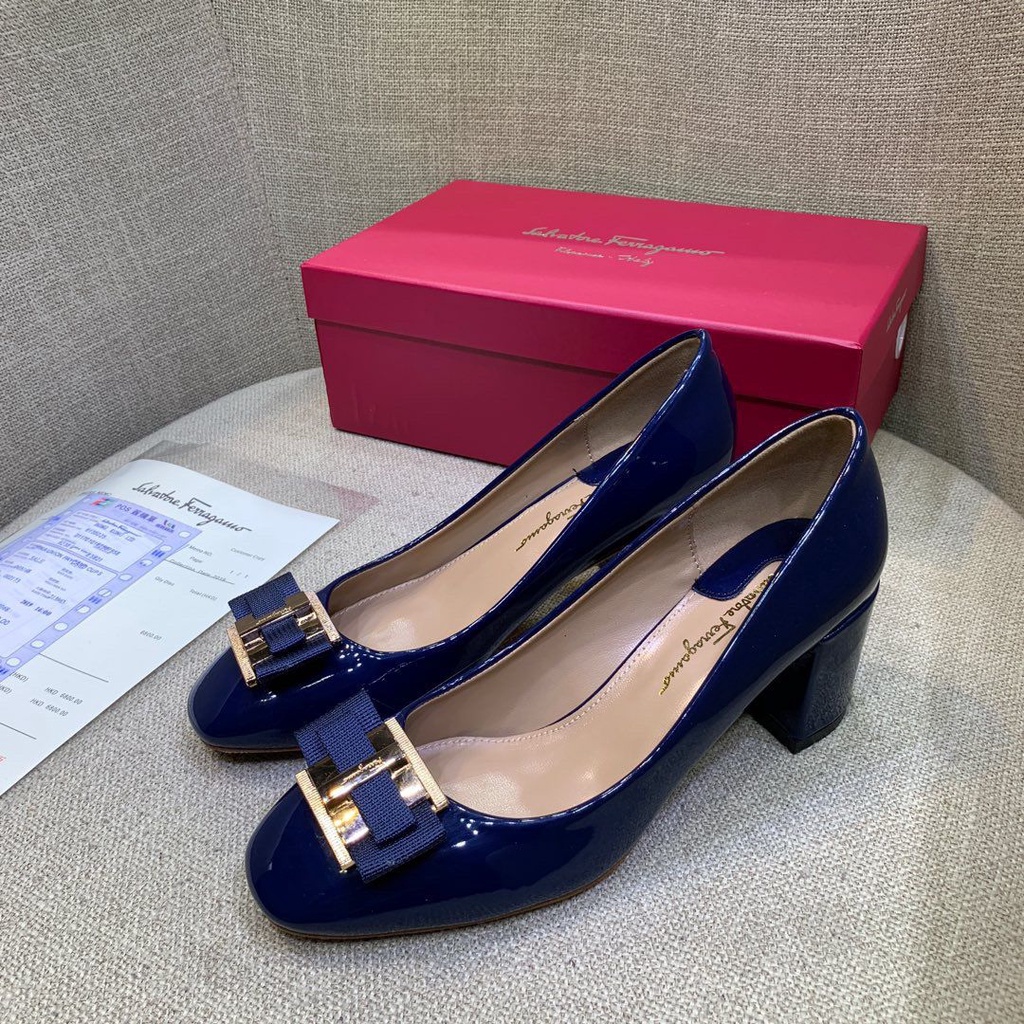 ! Giày Cao Gót Da Bò Mềm Đế Bằng Đính Nơ 5 Màu Lựa Chọn ferragamo Lady 2022