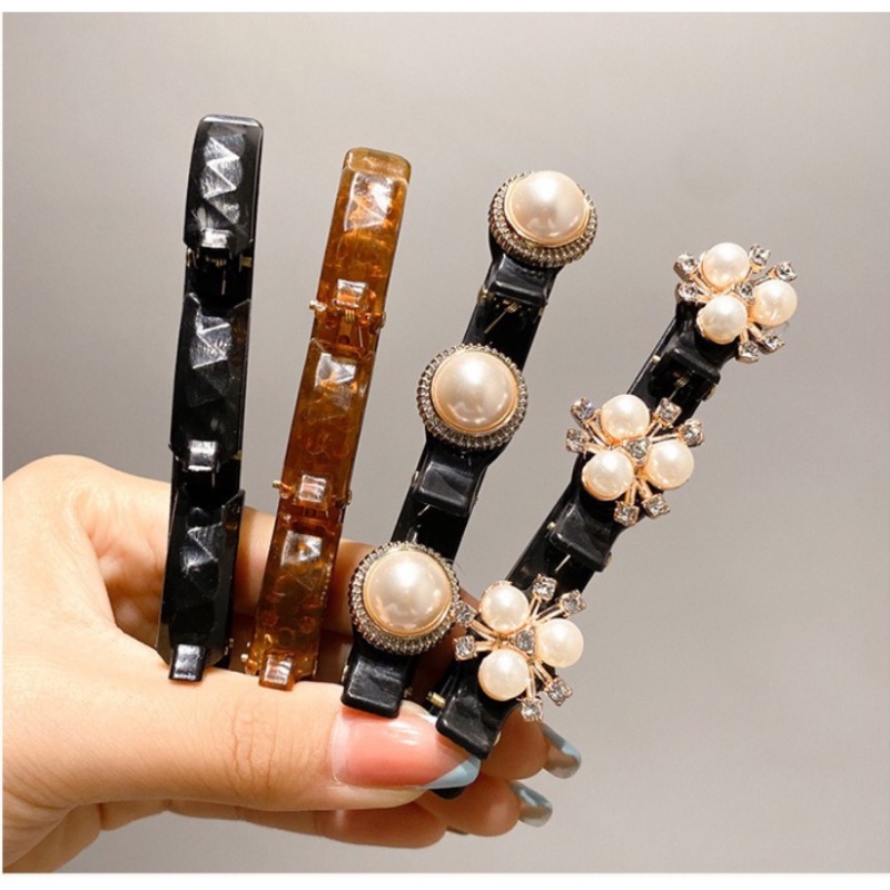 Kẹp Tóc Họa Tiết Sọc Caro / Gấu / Thỏ / Hoa Màu Trắng Đen Dễ Thương Thời Trang 2022