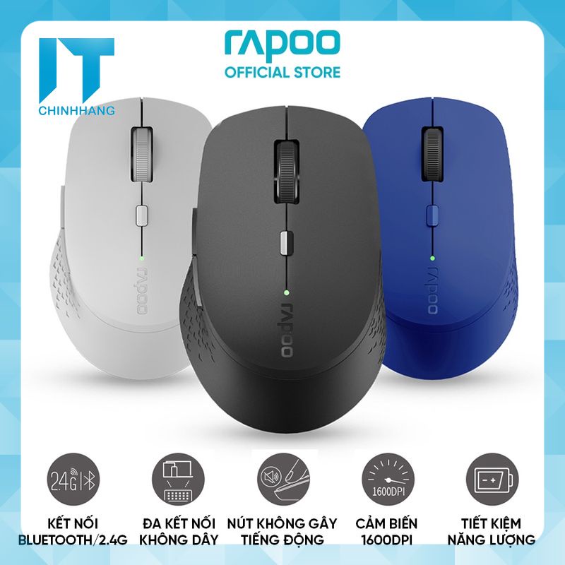 Chuột Không Dây Chính Hãng Rapoo M300 Silent - Đa Kết Nối, Tiếng Động Siêu Nhỏ, Phù Hợp Laptop/ PC  - Hàng Chính Hãng