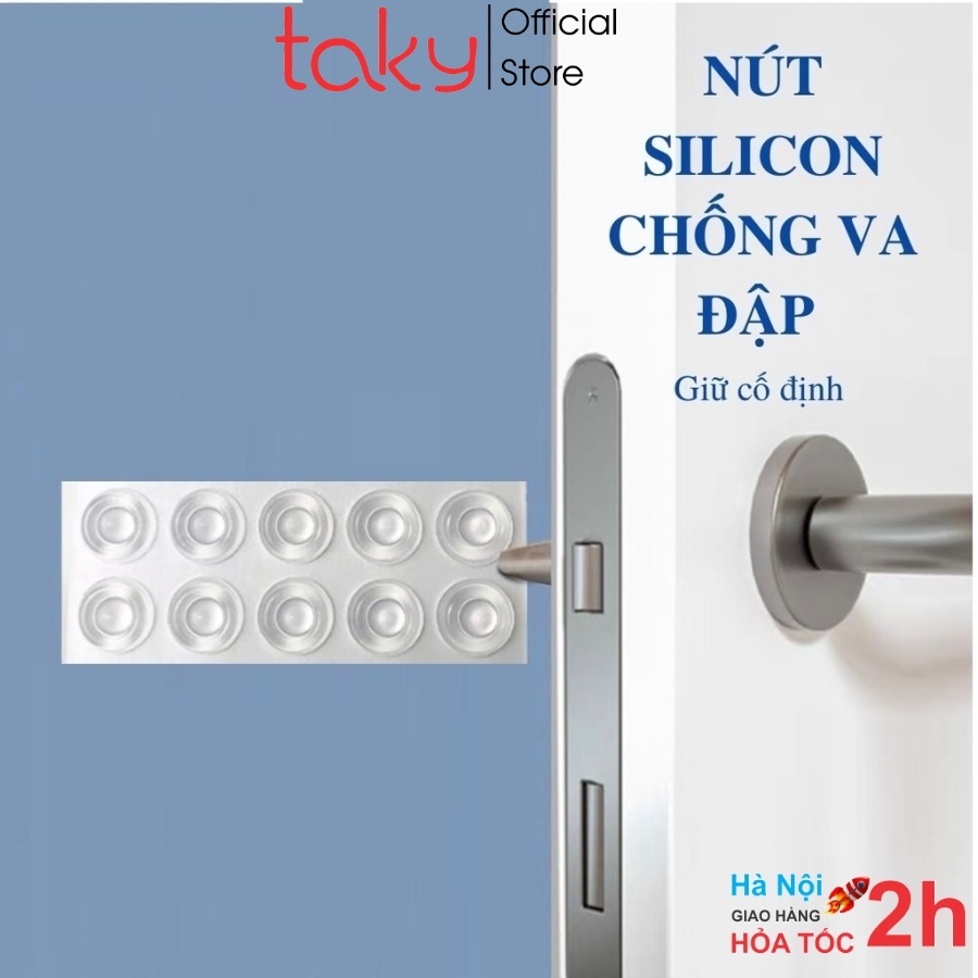 10 Nút Đệm - Taky, Trong Suốt Silicone Dán Tường, Tiện Dụng Giúp Chống Va Đập Cánh Cửa và Đồ Đạc Trong Gia Đình. 1750