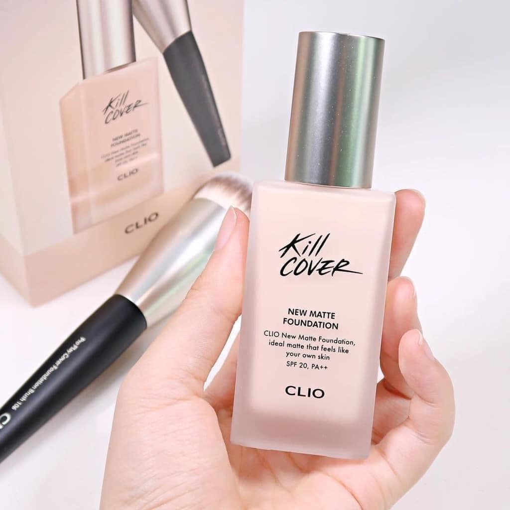 Kem nền Clio Kill Cover Glow Foundation (tặng kèm cọ nền cho da căng bóng )