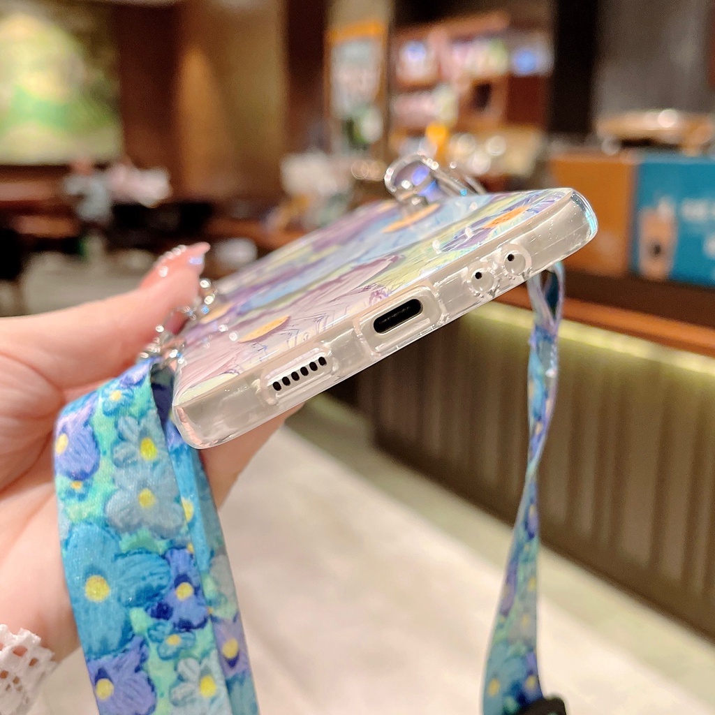 Ốp Lưng Dẻo Hoa Màu Nước Samsung Galaxy Z Flip 4 / Z Fip 3 Kèm Dây Đeo Chéo - BUM STORE GALAXY CASE