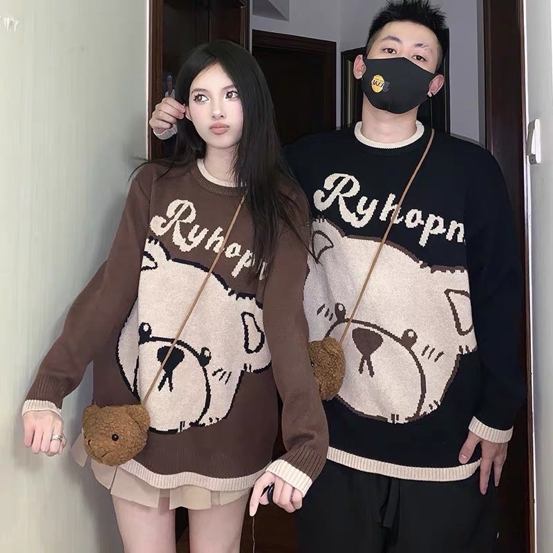 Áo len gấu nâu hàng quảng châu kèm túi gấu siêu xinh loại 1