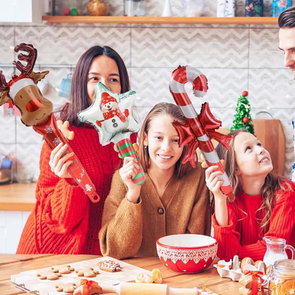 Bong Bóng Lá Nhôm Hình Ông Già Noel / Người Tuyết / Tuần Lộc Dễ Thương Dùng Trang Trí Tiệc Giáng Sinh