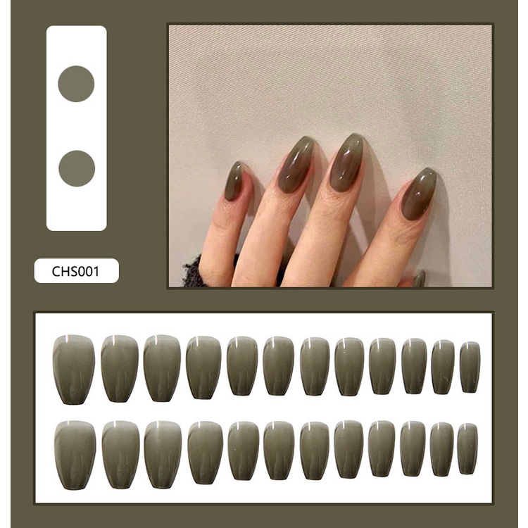 Bộ 24 Móng Tay Giả Bằng Acrylic Kèm Keo Dán Thiết Kế Thời Trang