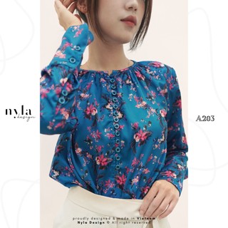 Áo lụa hoạ tiết thiết kế A203 by Nyla