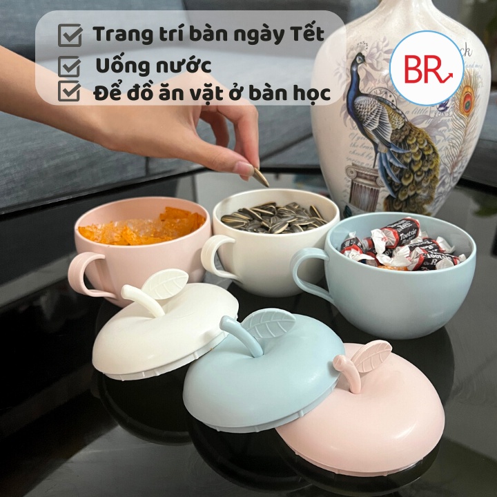 Cốc quả táo có nắp Việt Nhật xinh xắn - Cốc đựng đồ ăn vặt , hướng dương hình quả táo(MS:6018) Br01692 | BigBuy360 - bigbuy360.vn