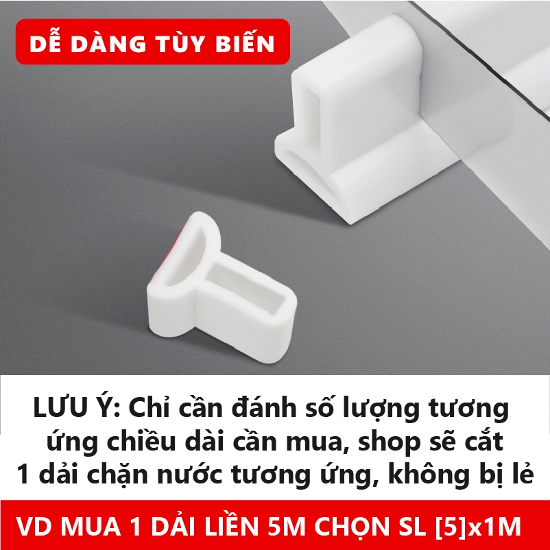 Dải chống tràn nước phòng tắm Chất silicon dùng cho bồn rửa tay, phòng giặt, phòng tắm NANORON DCN
