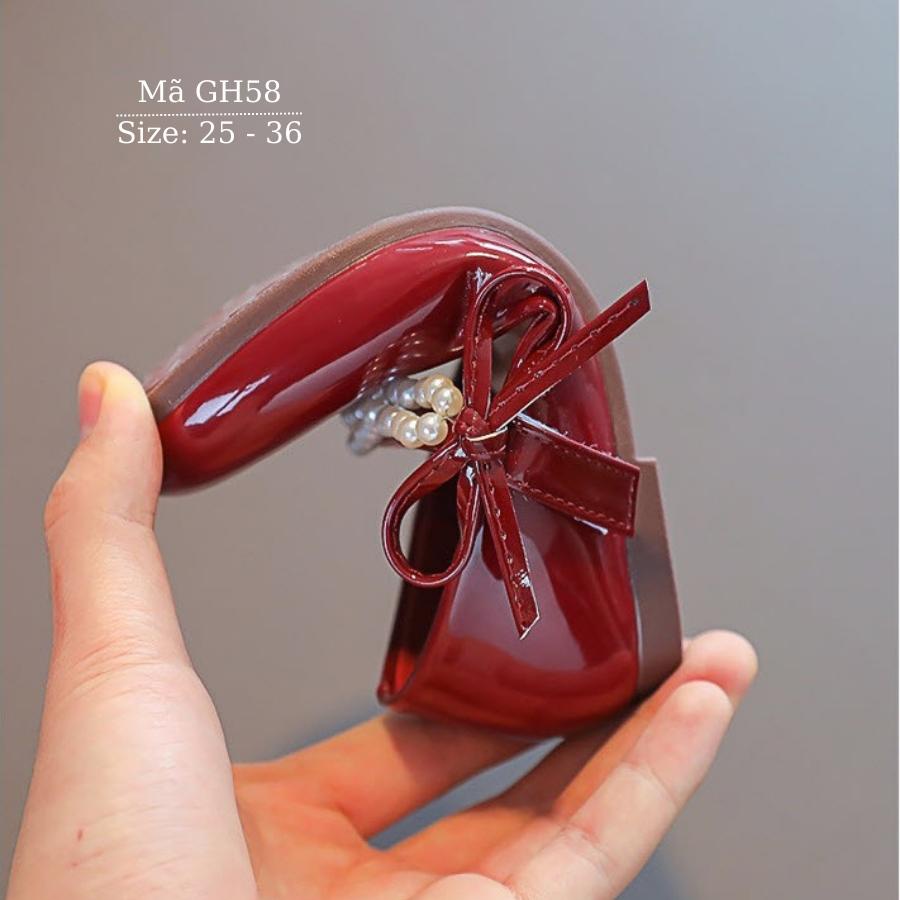 Giày búp bê đỏ xinh xắn và dễ thương cho bé gái 3 đến 12 tuổi đính đá tiểu thư công chúa GH58