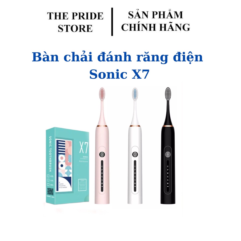 Bàn Chải Điện Đánh Răng Tự Động Sonic X7 Máy Đánh Răng 6 Chế Độ Cao Cấp Kèm Hộp Và 3 Đầu Bàn Chải Dự Phòng