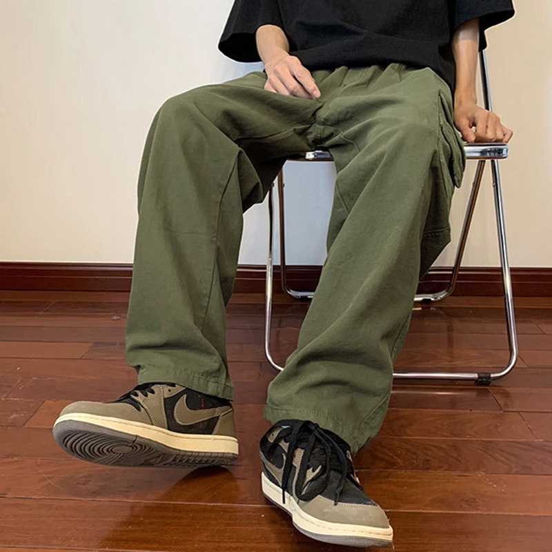 Quần dài IELGY dáng rộng túi lớn cổ điển Nhật Bản cho nam