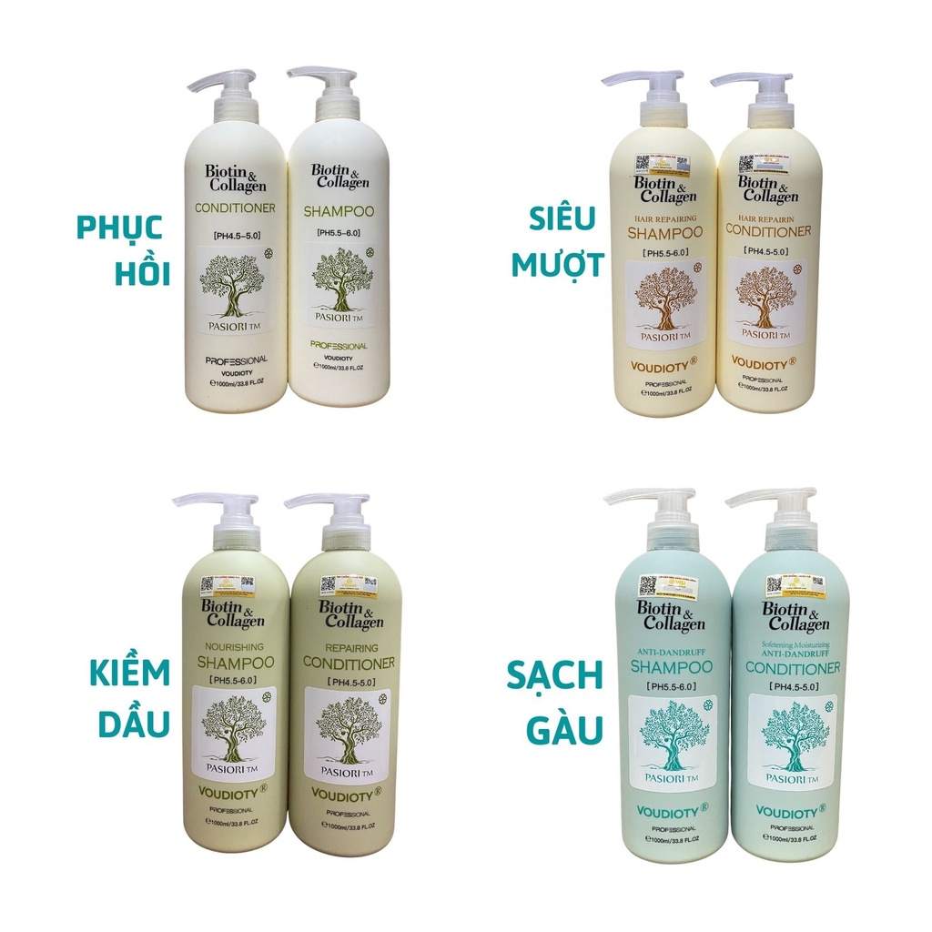 Gội Xả Biotin Collagen Trắng, Vàng, Xanh Lá, Xanh Biển, Phục Hồi Tóc Khô Xơ Siêu Mềm,Giảm Rụng Tóc, Kích Thích Mọc Tóc