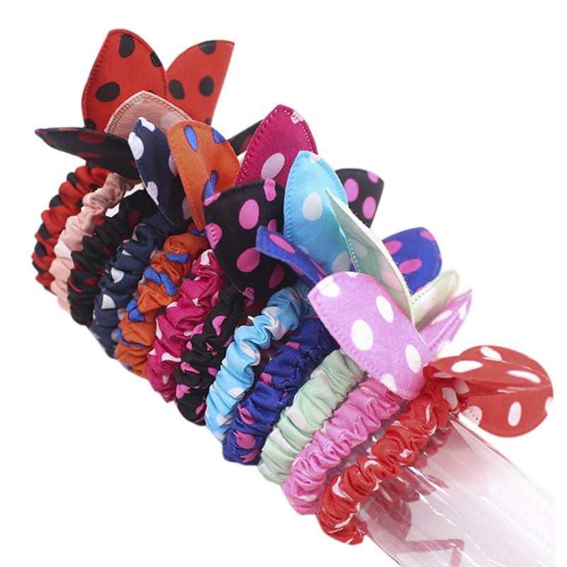 Flgo Dây Cột Tóc Cao Su Hình Tai Thỏ Màu Sắc Ngẫu Nhiên Cho Nữ